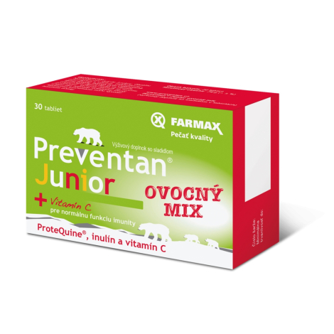 Obrázok FARMAX Preventan Junior + vitamín C ovocný mix, 30 tabliet