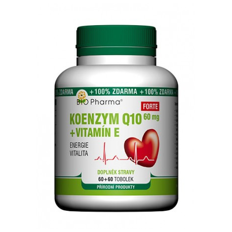 Bio Pharma Koenzým Q10 60mg+Vitamín E Forte 60 + 60 cps