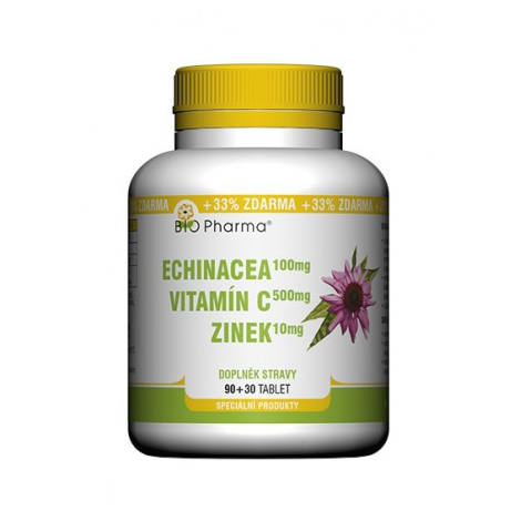 E-shop Bio Pharma Echinacea, Vitamín C a Zinok 90 + 30 tbl