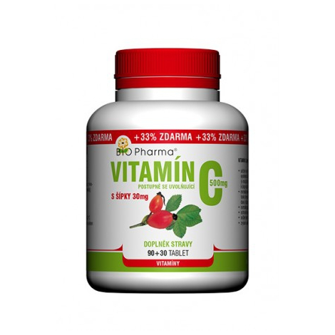 E-shop Bio Pharma Vitamín C so šípkami 500 mg 90 + 30 tbl