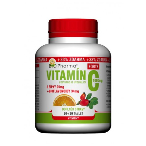 Bio Pharma Vitamín C so šípkami 500 mg 90 + 30 tbl