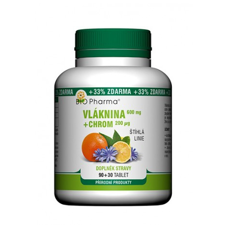 Bio Pharma Vláknina 600 mg + Chróm 200 µg 90 + 30 tbl