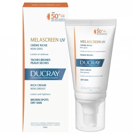 DUCRAY MELASCREEN CREME RICHE SPF50+ výživný krém na suchú a citlivú pokožku 40 ml
