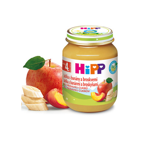 HiPP Príkrm 100% Ovocie Jablká, banány a broskyne 125 g