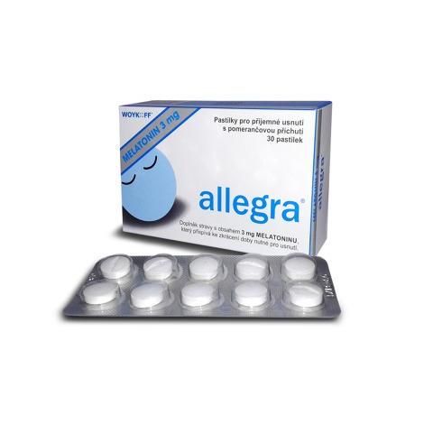 E-shop allegra MELATONÍN 3 mg pastilky s pomarančovou príchuťou 30 ks
