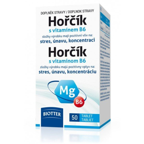 Biotter Horčík s vitamínom B6 50 tbl