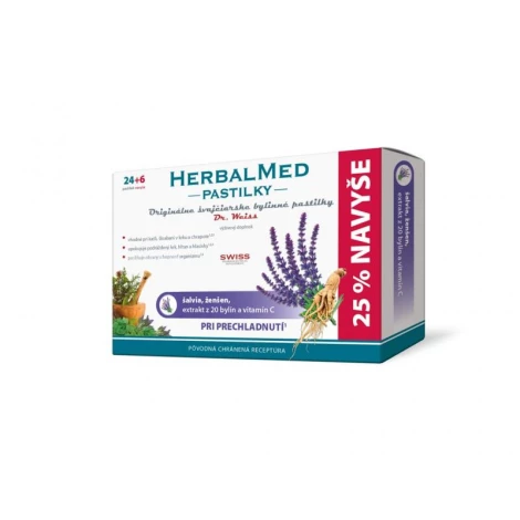  HERBALMED pastilky pri nachladnutí Dr Weiss 24 + 6 past ZDARMA