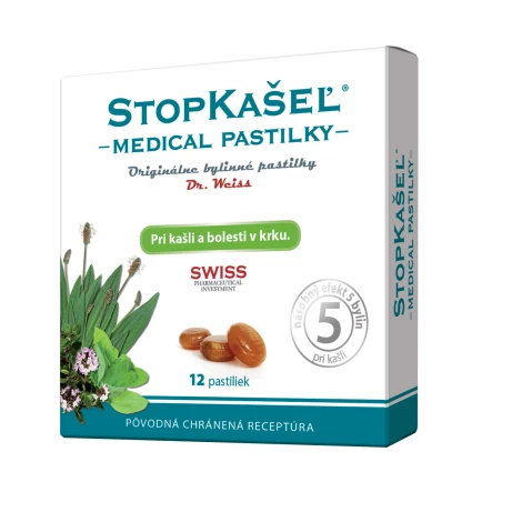 STOPKAŠEĽ Medical PASTILKY - Dr.Weiss pri kašli a bolesti v krku 12 ks