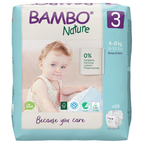 E-shop Bambo nature 3 detské prírodné plienky Midi 4-8 kg 28 ks