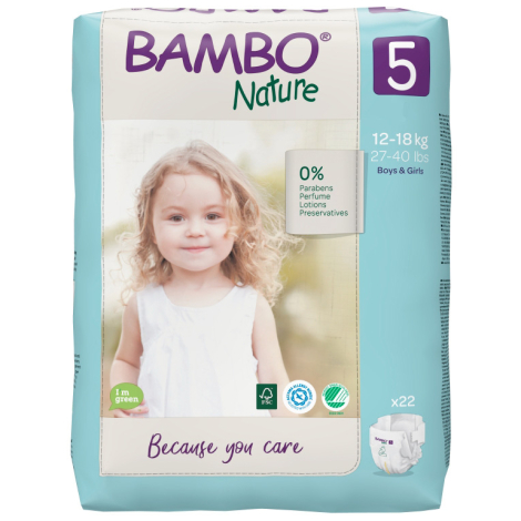 E-shop Bambo nature 5 detské prírodné plienky Junior 12-18 kg 22 ks