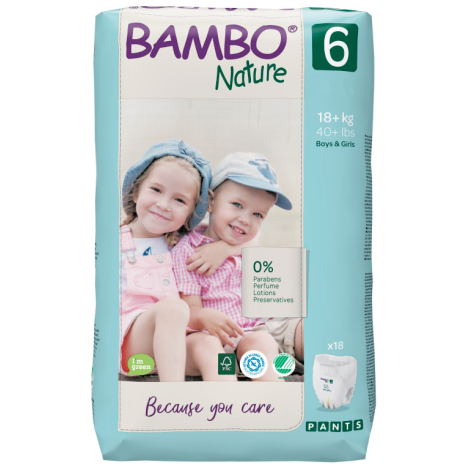 Bambo nature pants 6 detské prírodné plienkové nohavičky 15+ kg 18 ks