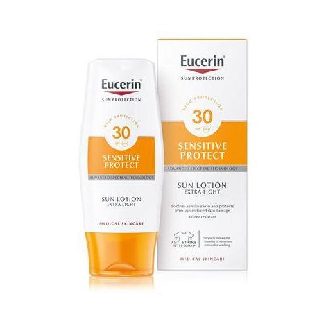 E-shop Eucerin SUN Extra ľahké mlieko na opaľovanie Sensitive Protect SPF 30 150ml
