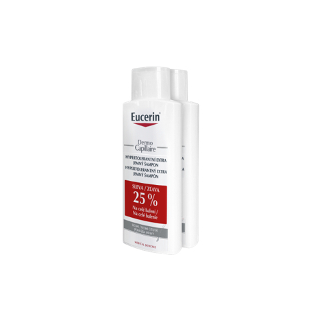 Obrázok Eucerin DermoCapillaire Hypertolerantný šampón - Balenie 1+1 - zľava 25% na celé balenie extra jemny, citlivá pokožka (duo, zľava 25%) 2x250 ml, 1x1 set