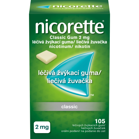 Nicorette Classic gum 2mg nikotínové žuvačky 105 ks