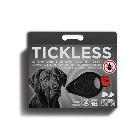 E-shop TICKLESS PET Prívesok ultrazvukový odpudzovač kliešťov a bĺch pre psy, čierny 1 ks