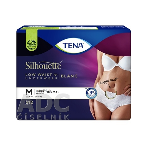 TENA Silhouette Normal Blanc M naťahovacie inkontinenčné nohavičky pre ženy 12 ks