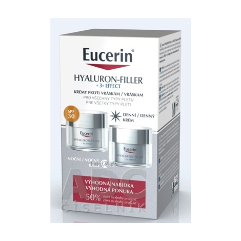 Eucerin HYALURON-FILLER+3xEFFECT Denný krém SPF30 + Nočný krém 50 ml výhodný balíček