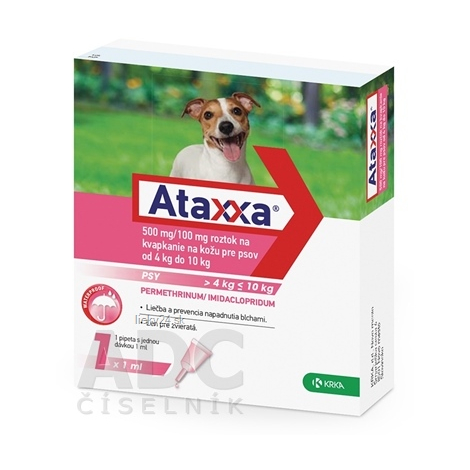 Ataxxa 500 mg/100 mg (psy od 4kg do 10 kg)