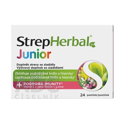 E-shop StrepHerbal Junior s vitamínom C a zinkom 24 pastiliek