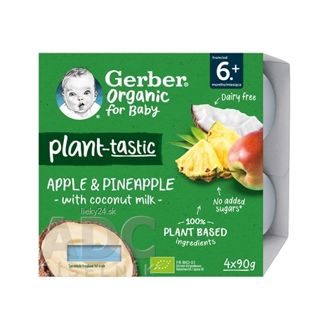 Gerber Organic Rastlinný dezert Jablko a ananás