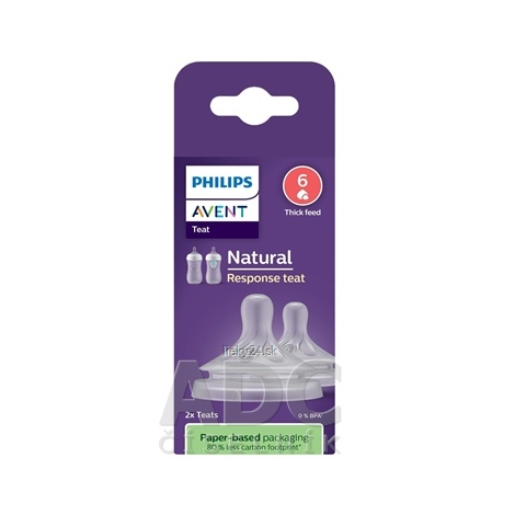 AVENT Cumlík na fľašu natural response 6 na kašu 6m+ silikónový 2 ks