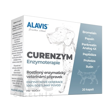 ALAVIS Curenzym Enzymoterapia Pre psov a mačky 20 kapsúl