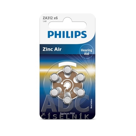 PHILIPS Zinc Air ZA312 batérie