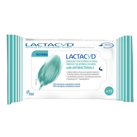 Lactacyd antibakteriálne vlhčené obrúsky 15 ks