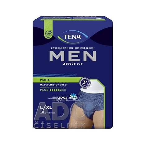 E-shop TENA Men Pants Plus Blue L/XL naťahovacie inkontinenčné nohavičky pre mužov 8 ks