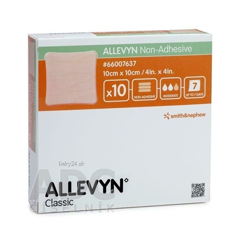 Obrázok Allevyn Non-Adhesive Krytie polyuretánové hydrocelulárne neadhezívne 10 x 10 cm 10 ks