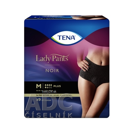 TENA Lady Pants Plus Noir M naťahovacie inkontinenčné nohavičky pre ženy 9 ks
