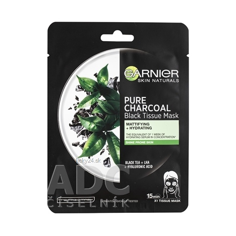 GARNIER Skin Black Mask PURE CHARCOAL Čierny čaj