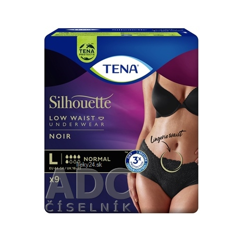 E-shop TENA Silhouette Normal Noir L naťahovacie inkontinenčné nohavičky pre ženy 9 ks