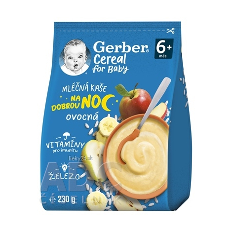 E-shop Gerber Cereal Mliečna KAŠA Dobrú noc Ovocná