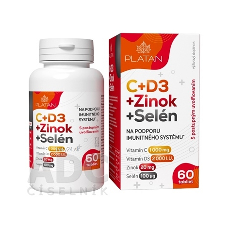 E-shop PLATAN Vitamín C+D3+Zinok+Selén 60 tbl