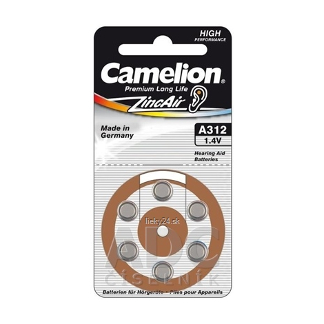 CAMELION ZincAir Premium Long Life A312 batérie