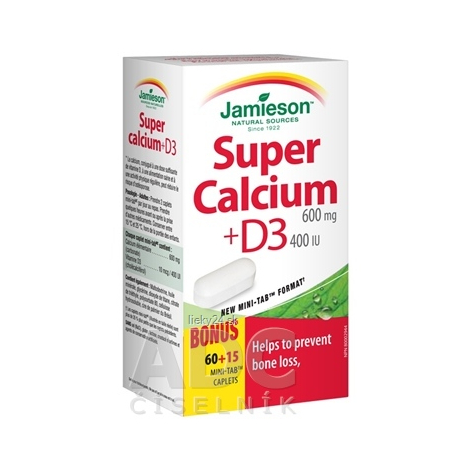 JAMIESON SUPER VÁPNIK S VITAMÍNOM D3 600 mg/400IU