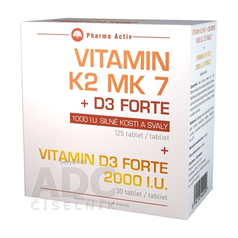 E-shop Pharma Activ Vitamín K2 MK 7 + D3 FORTE 1000 I.U.