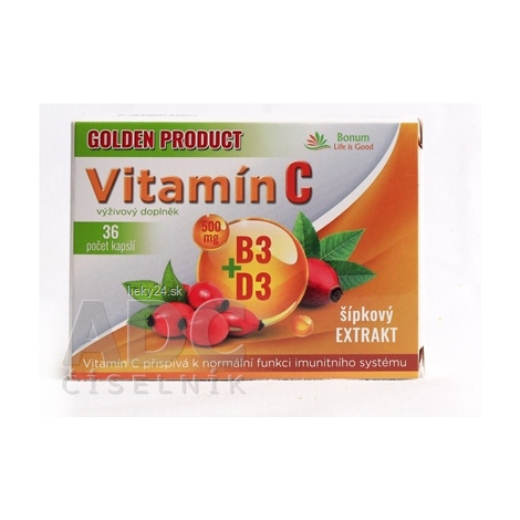 GOLDEN PRODUCT Vitamín C 500 mg + B3 + D3 + šípky