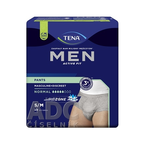 E-shop TENA Men Pants Plus Grey S/M naťahovacie inkontinenčné nohavičky pre mužov 9ks