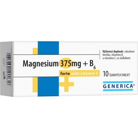Generica Magnesium 375 mg + B6 forte s vitamínom C eff 10 tbl