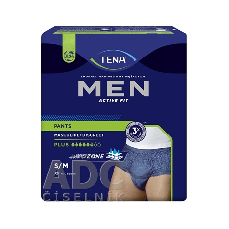 E-shop TENA Men Pants Plus Blue S/M naťahovacie inkontinenčné nohavičky pre mužov 9ks