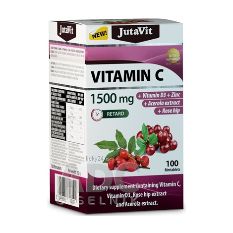 JutaVit Vitamín C 1500mg + vitamín D3 + zinok + šípky + acerol 100tbl