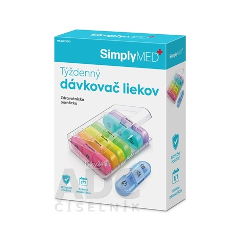 SimplyMED Týždenný dávkovač liekov otvárací, model 21010, 1 kus