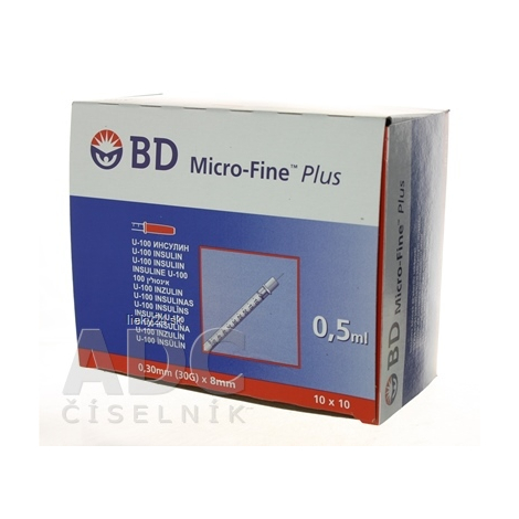 BD Micro FINE PLUS inzulínové striekačky s ihlou U-100 30 G 0,5 ml 10 x 10 ks 100 ks