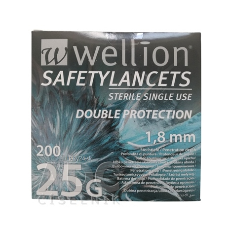 E-shop Wellion SAFETYLANCETS 25G - LANCETA bezpečnostná