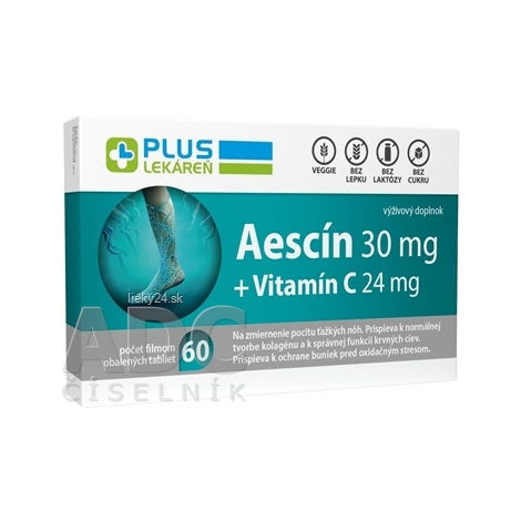 PLUS LEKÁREŇ Aescín 30 mg + Vitamín C 24 mg