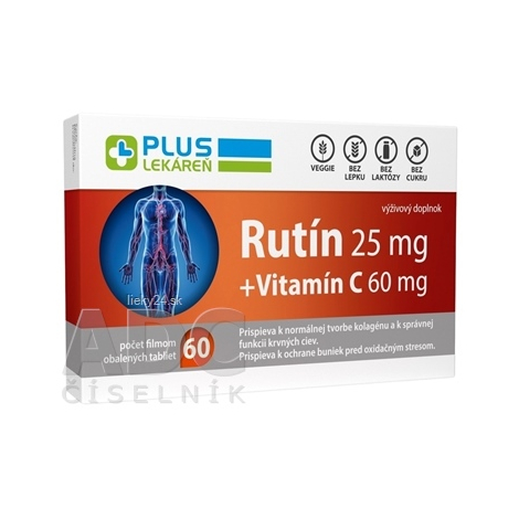 PLUS LEKÁREŇ Rutín 25 mg + Vitamín C 60 mg