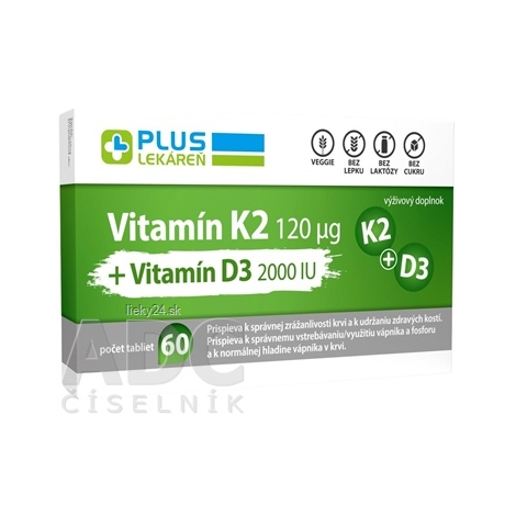 PLUS LEKÁREŇ Vitamín K2 120 μg +Vitamín D3 2000 IU