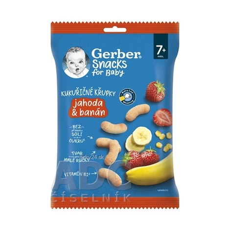 Gerber Snacks Kukuričné CHRUMKY Jahoda a banán